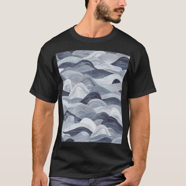 Camiseta Indigo Watercolor Wave Sem Vista (Frente)