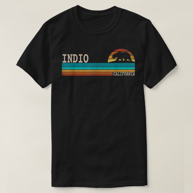 Camiseta Indio California State Bear Retro Sunset (Frente do Design)