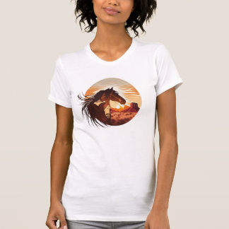 Camiseta índio com cavalo no deserto