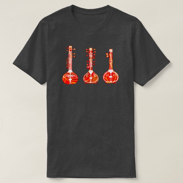 Camiseta índio Folical Instruments Sitar Veena Tanpura (Frente do Design)