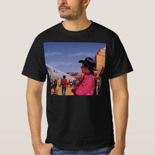 Camiseta Índio Nativo Americano Antigo em uma Estação de Tr