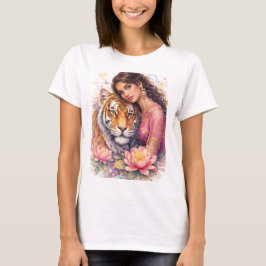 Camiseta Indischer Frühling - Porträt Prinzessin & Tiger