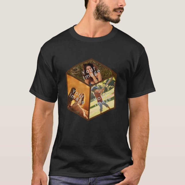 Camiseta Individueller 3D-Bilderwürfel, Foto-Kollage in 3D (Frente)