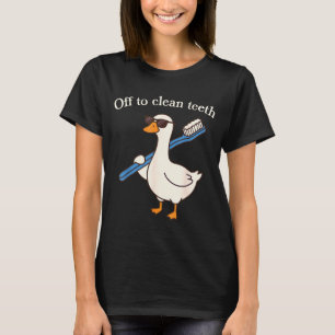 Camiseta Indo limpar os dentes ganso dentista engraçado odo