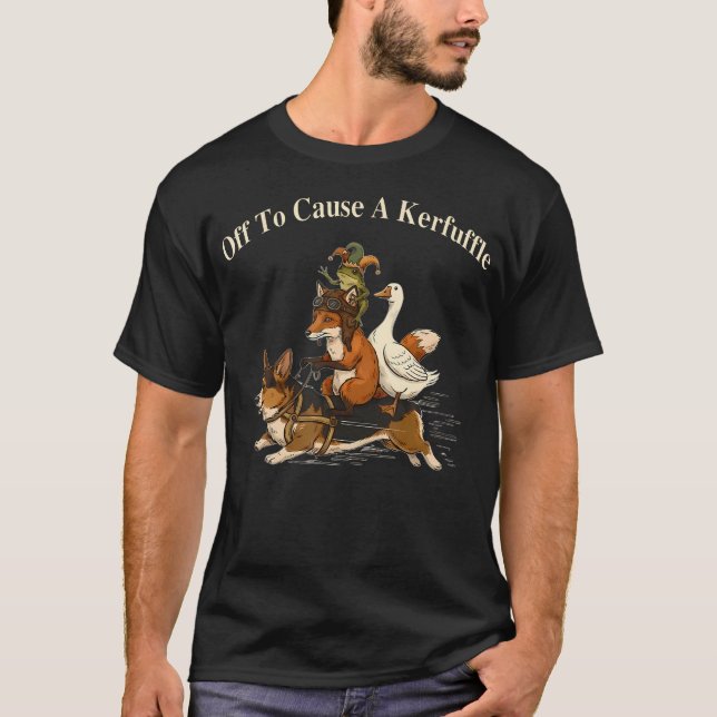 Camiseta Indo Para Causar Um Alvoroço Raposa Sapo Ganso Mon (Frente)