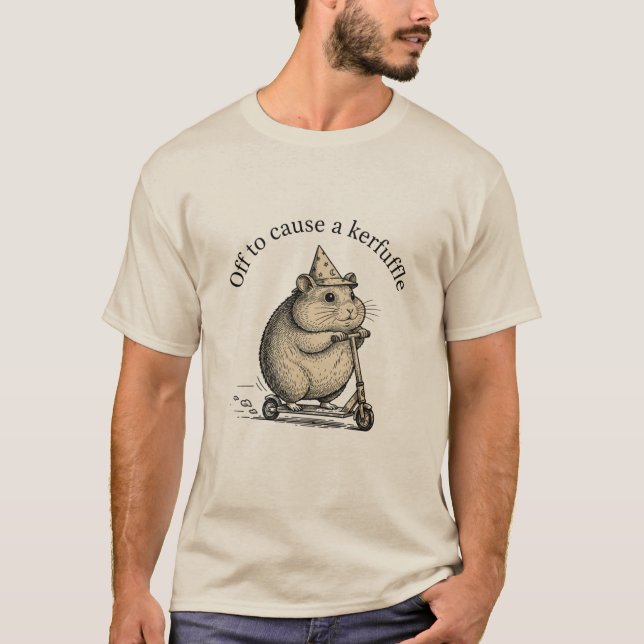 Camiseta Indo para Causar uma Confusão Patinete Divertido d (Frente)