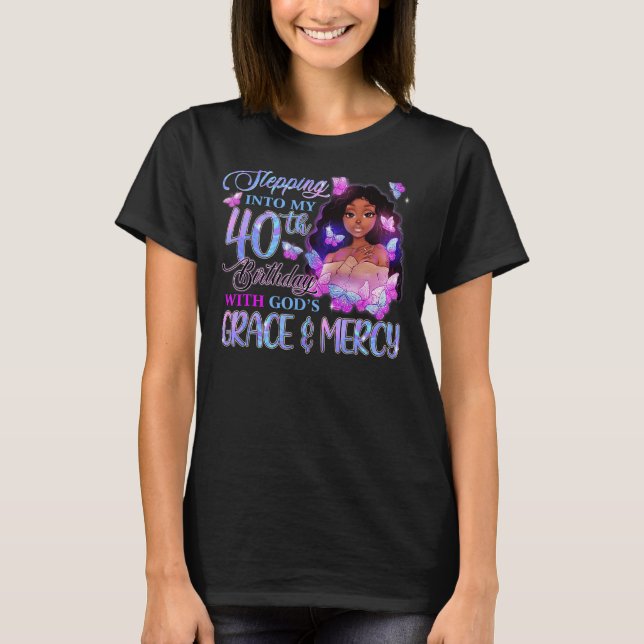 Camiseta Indo para o meu 40º com Melan, Compaixão de Graça  (Frente)