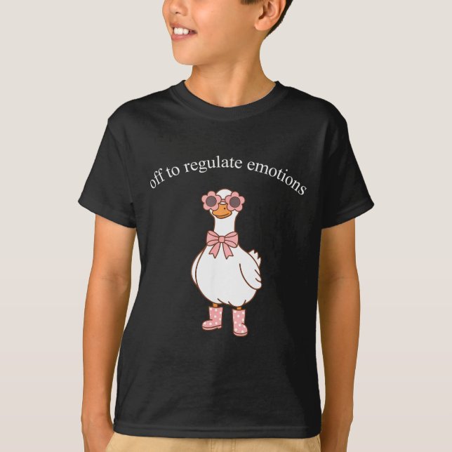 Camiseta Indo para Regular Emoções Ganso Fofo Meme Divertid (Frente)