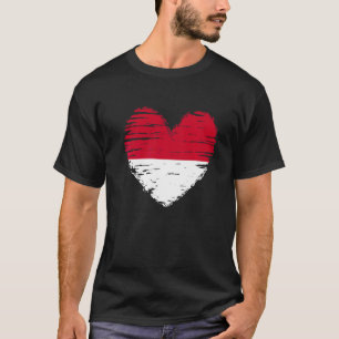 Camiseta Indonésia Coração Sinalizador indonésio Orgulho da