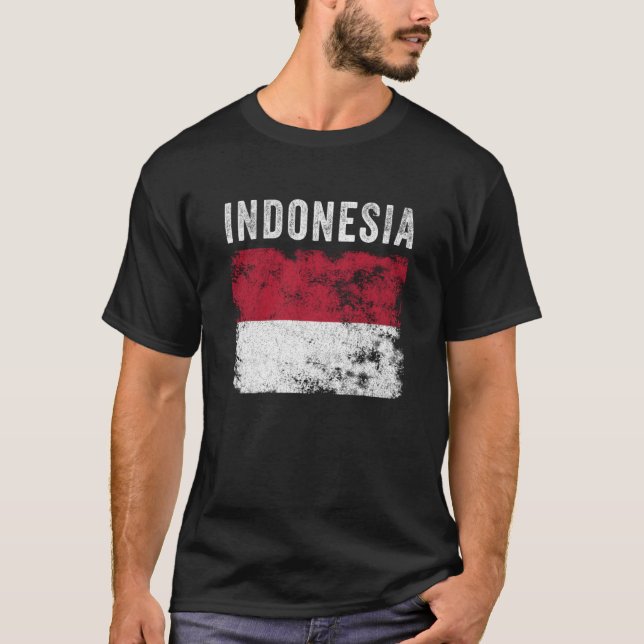 Camiseta Indonesia Flag Distressed Men Women Kids Indonesia (Frente)