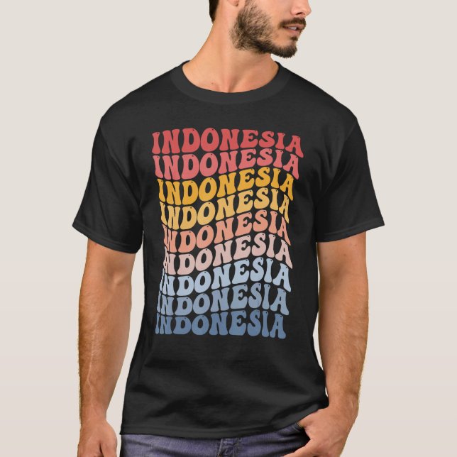 Camiseta Indonésia Groovy Retro Indonésio (Frente)
