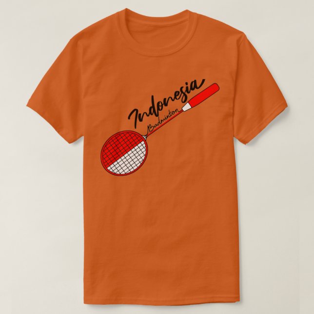 Camiseta Indonésia: Sinalizador do suporte a Badminton Racq (Frente do Design)