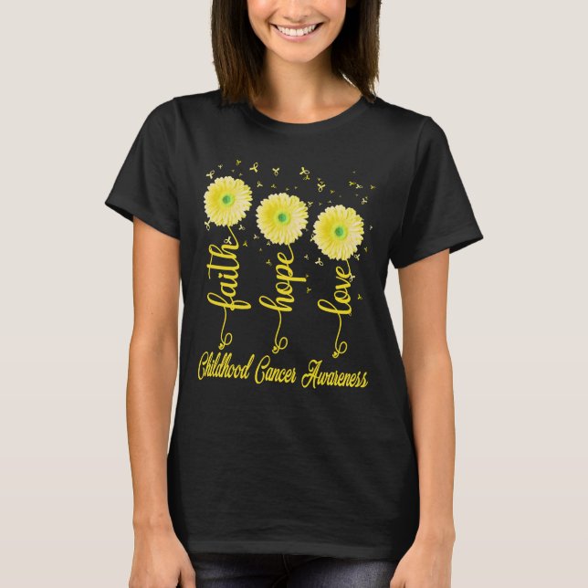 Camiseta infância fé cancer esperança amor flor margarida (Frente)