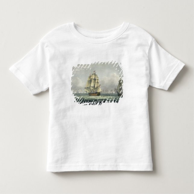 Camiseta Infantil A HMS Victory que navega para a linha francesa (Frente)