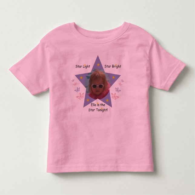 Camiseta Infantil A luz da estrela, Star brilhante (Frente)