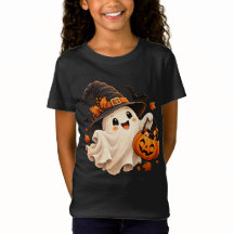 Camiseta Infantil Abóbora Fantasma de Halloween Fo