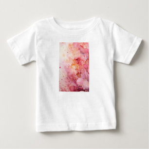Camiseta Infantil Abstrata Floral em Aquarela Rosa
