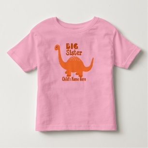 Camiseta Infantil Adicione o nome Grande Irmã Dinossaur Impressão