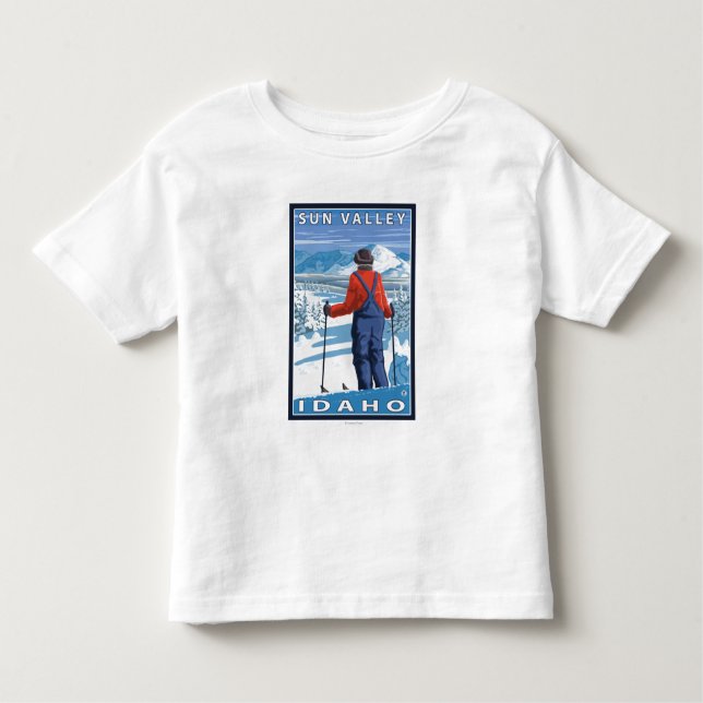 Camiseta Infantil Admiração do esquiador - Sun Valley, Idaho (Frente)