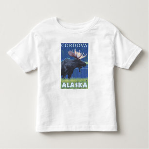 Camiseta Infantil Alces na noite - Cordova, Alaska