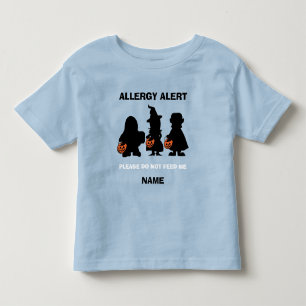 Camiseta Infantil Alerta de Alergia Personalizado Halloween Não Alim