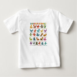Camiseta Infantil Alfabeto de Dinossauros Colorido