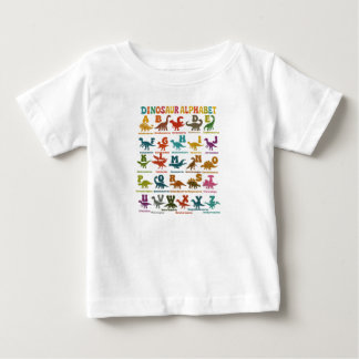 Camiseta Infantil Alfabeto de Dinossauros Colorido