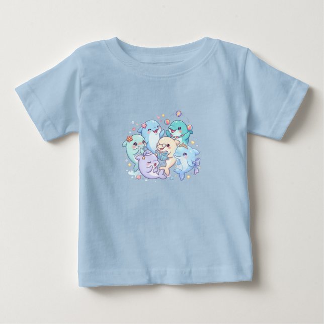 Camiseta Infantil Amigos Golfinhos Fofos (Frente)