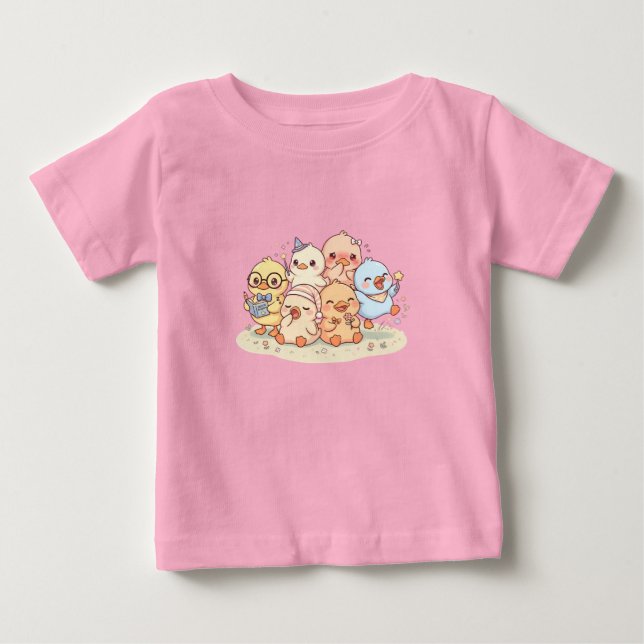 Camiseta Infantil Amigos Patos Fofos (Frente)
