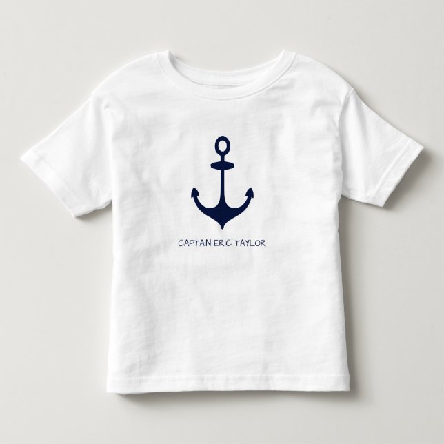Camiseta Infantil Âncora Náutica Azul do Marinho Personalizado (Frente)
