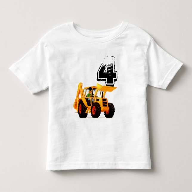 Camiseta Infantil Aniversário do escavador amarelo feito sob (Frente)