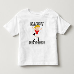 Camiseta Infantil Aniversário do Futebol Menino 1 Vermelho e Branco