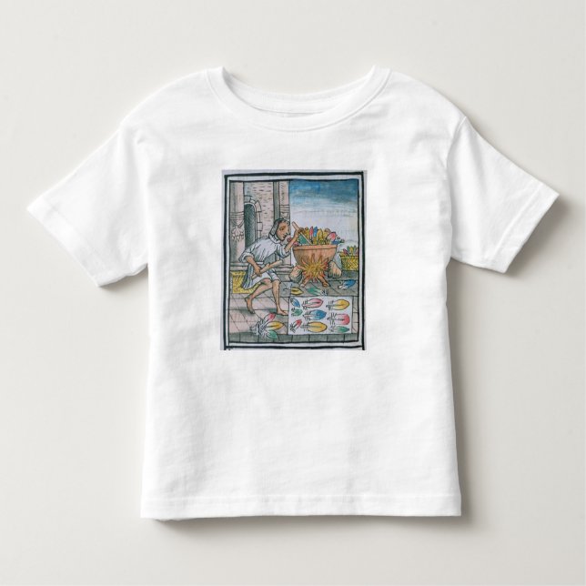 Camiseta Infantil Artesões astecas que tingem penas (Frente)
