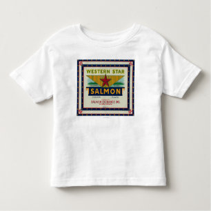 Camiseta Infantil Astoria, Oregon - etiqueta Salmon da caixa da