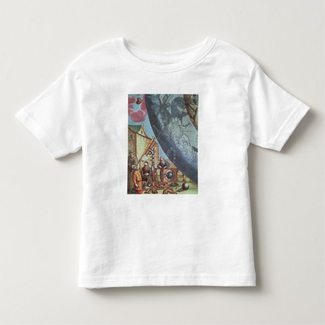 Camiseta Infantil Astrónomos que olham através de um telescópio (Frente)
