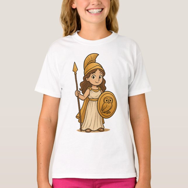 Camiseta Infantil Atena de Desenho Animado Fofo –  (Frente)