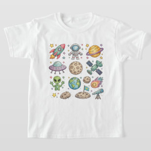 Camiseta Infantil Aventura Espacial Fofa