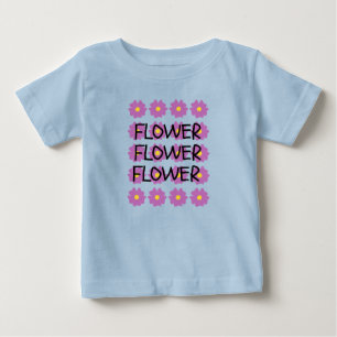 Camiseta infantil azul flor fina 