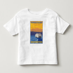 Camiseta Infantil Balsa e montanhas - ilha de Vashon,