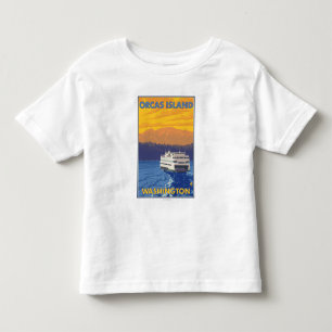 Camiseta Infantil Balsa e montanhas - orcas ilha, Washington
