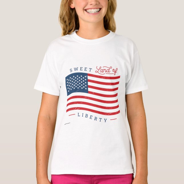 Camiseta Infantil Bandeira Clássica dos EUA (Frente)