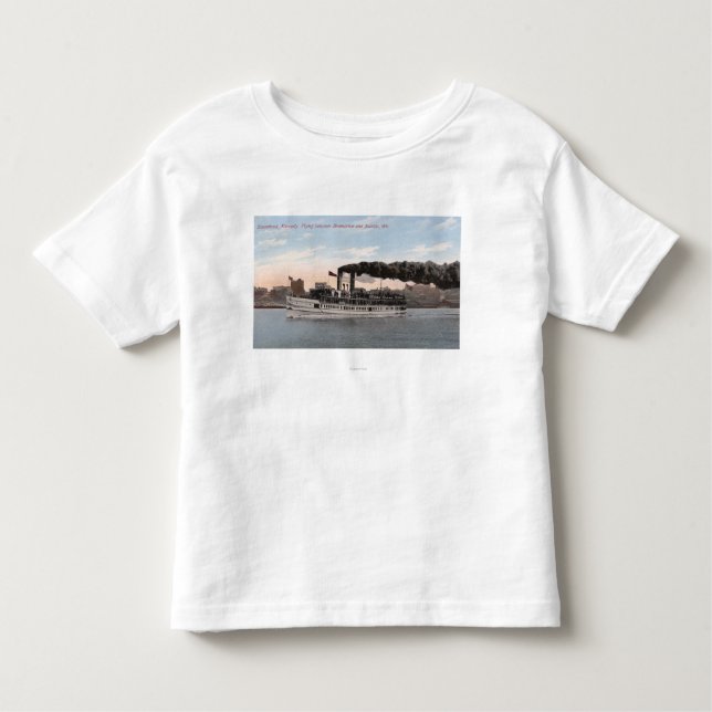 Camiseta Infantil Barco a vapor de Kennedy que sae para Bremerton (Frente)