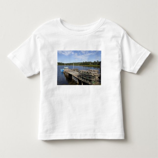 Camiseta Infantil Barco de Lagosta, Mushaboom, Nova Escócia, Canadá (Frente)