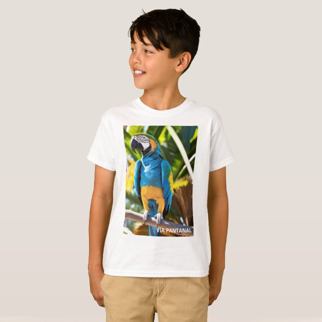 Camiseta Infantil Básica Arara Azul (Frente Completa)