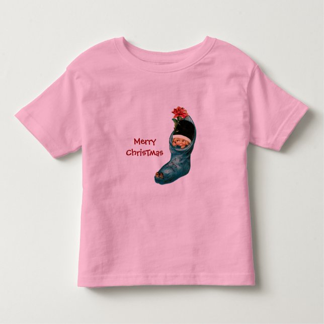 Camiseta Infantil Belo Natal, Pequena Criança, Azul Rosa (Frente)