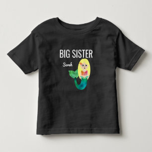 Camiseta Infantil Big Sister Faux Foil Blonde Sereia Meninas Criança