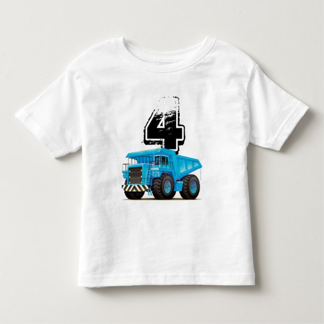 Camiseta Infantil Blue Truck 4º aniversário (Frente)