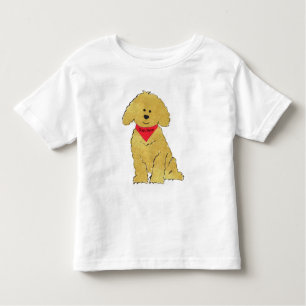 Camiseta Infantil Bonita Cartoon Personalizada Goldendoodle Puppy