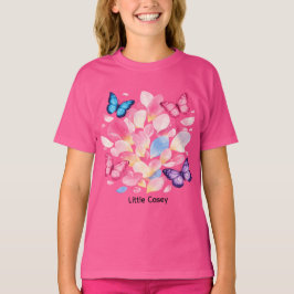 Camiseta Infantil Borboleta e Flor com Nome Person