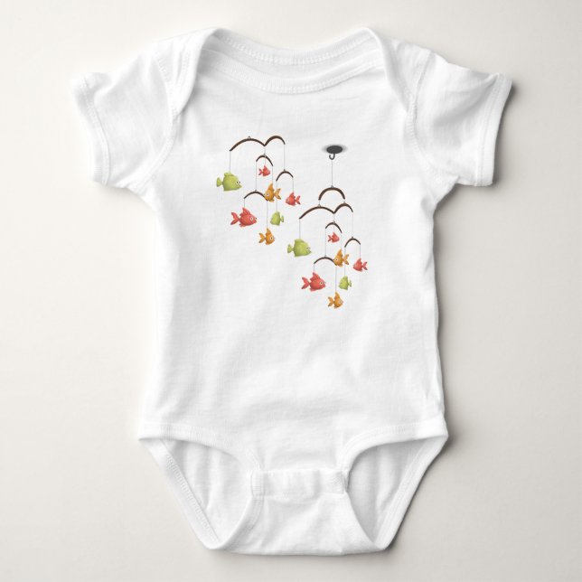 Camiseta infantil brinquedo pendurado peixe pequen (Frente)